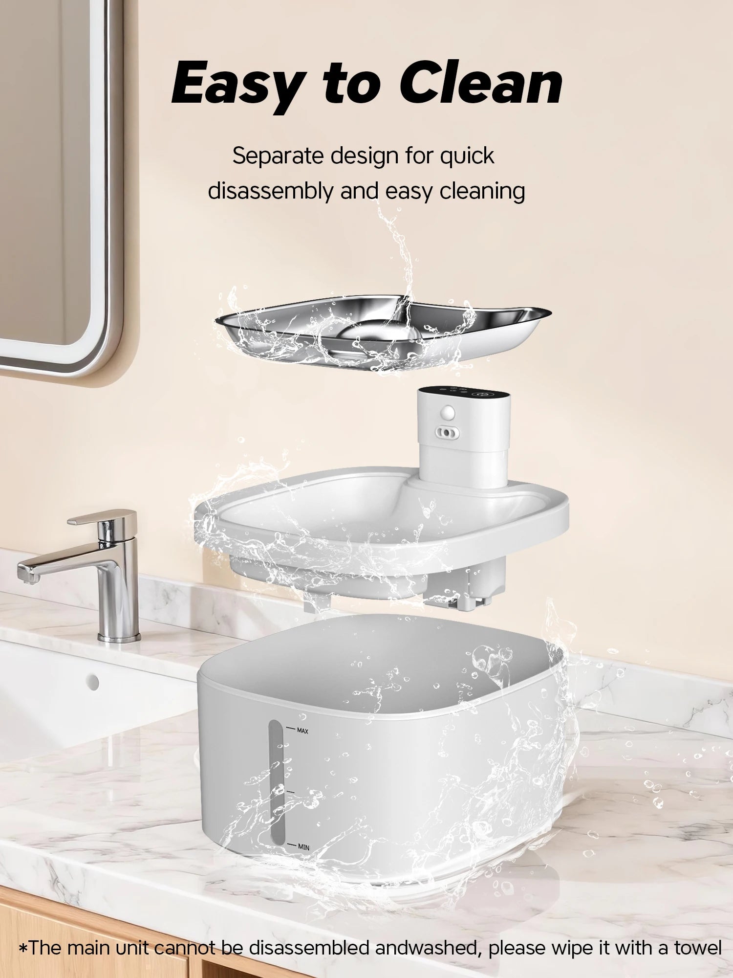 Furvio Shop AquaFlow Wireless Smart Pet Fountain with 3.5L capacity, showing sleek design and water spout for cats and dogs.