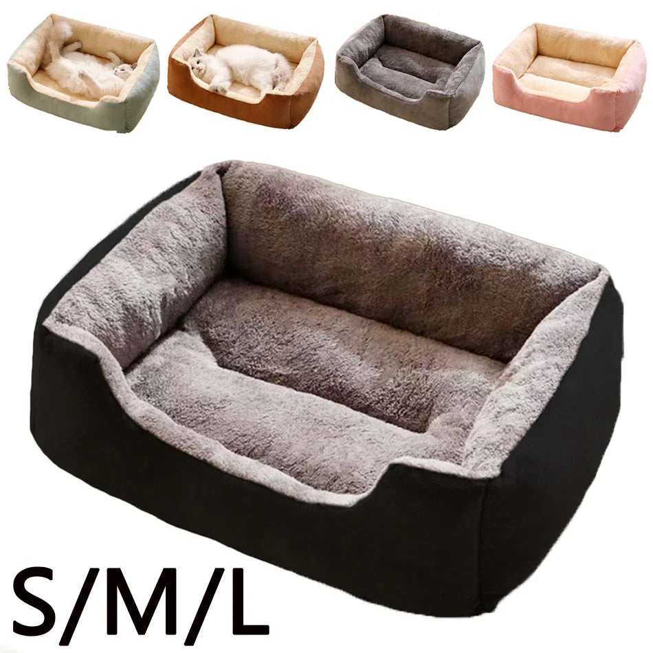 Soft plush pet bed by Furvio Shop with anti-slip bottom, cozy design for small dogs and cats, perfect for a comfortable rest.