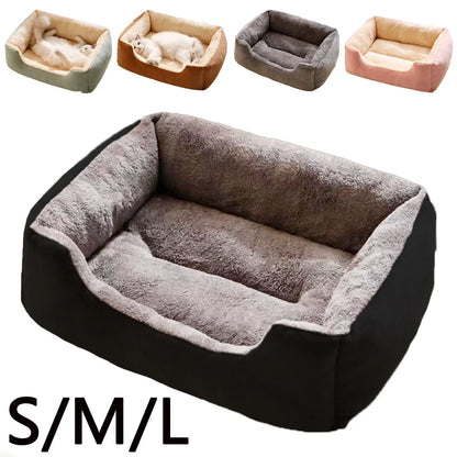 Soft plush pet bed by Furvio Shop with anti-slip bottom, cozy design for small dogs and cats, perfect for a comfortable rest.