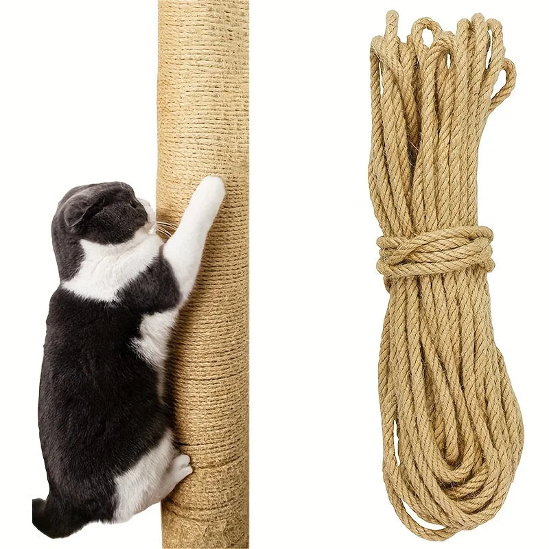 Natural sisal scratching rope for cats from Furvio Shop, shown coiled and ready for installation or play.