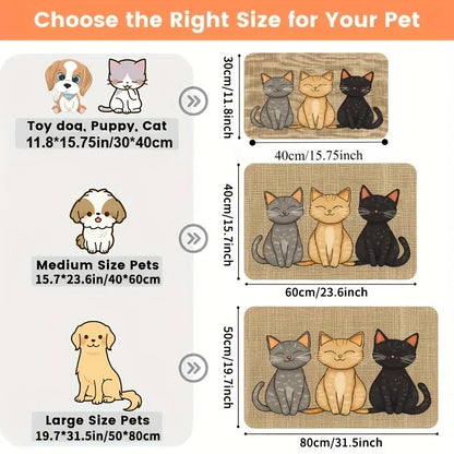 Three Cats Diatom Mud Feeding Mat from Furvio Shop showing a textured, absorbent mat designed for pet feeding areas