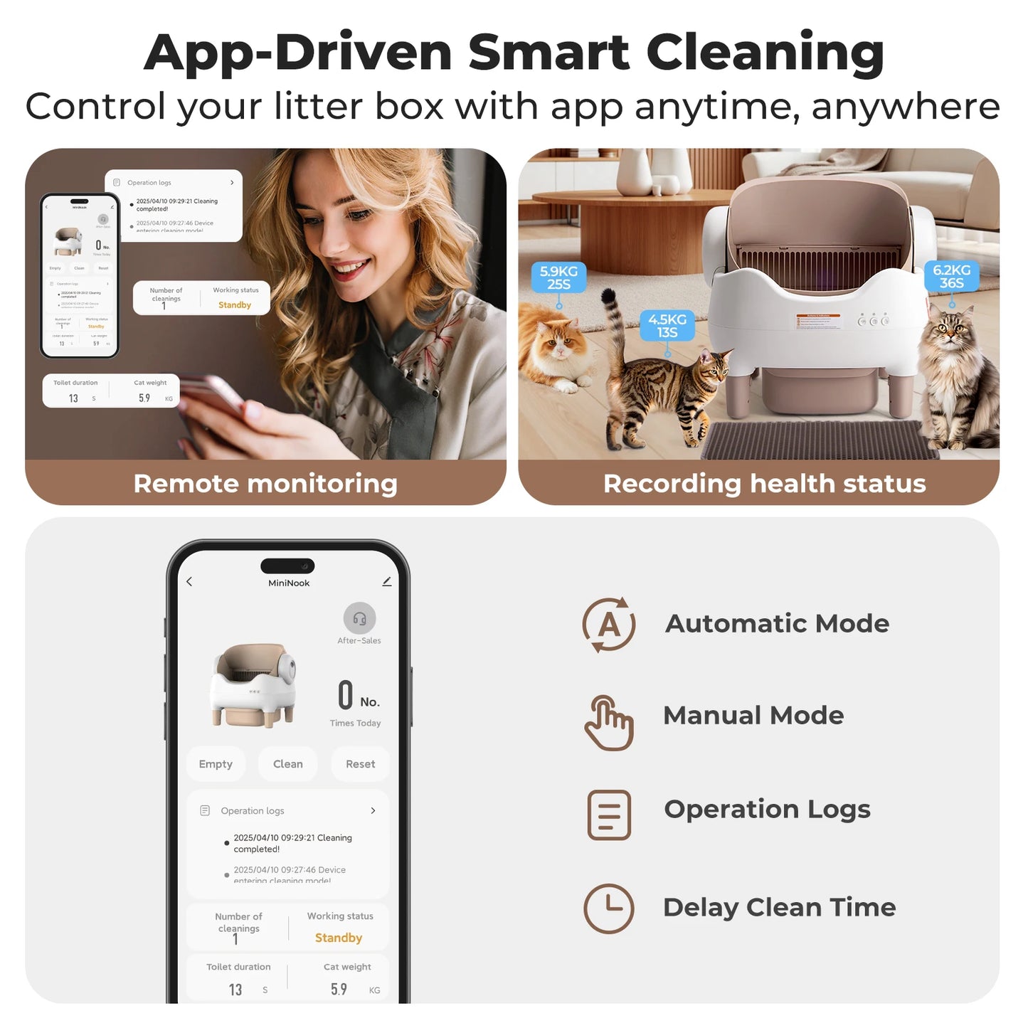 Smart open-top self-cleaning cat litter box by Furvio Shop with a spacious 10L design, featuring easy access and automatic cleaning.