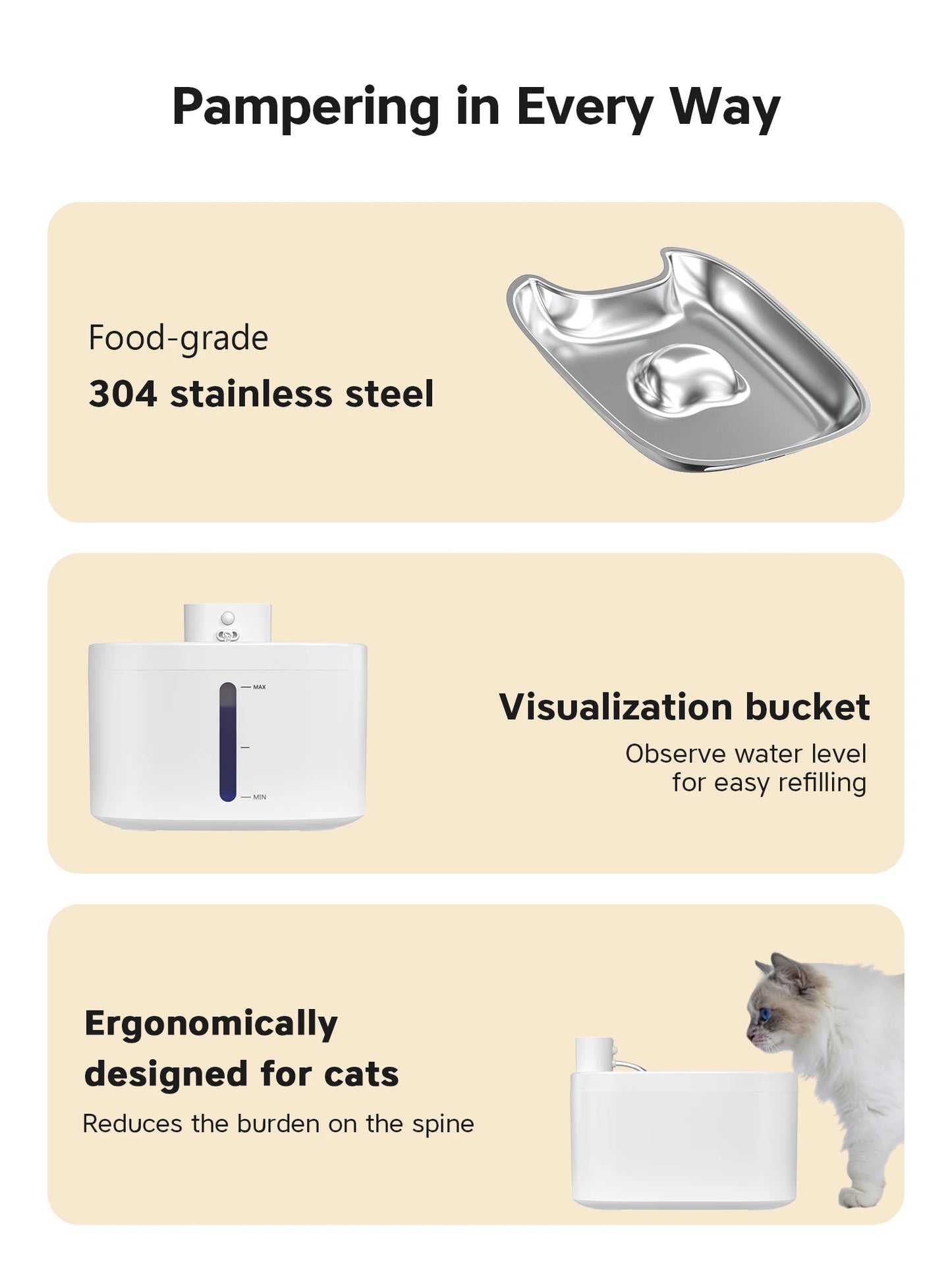 Furvio Shop AquaFlow Wireless Smart Pet Fountain with 3.5L capacity, showing sleek design and water flow feature for pets.