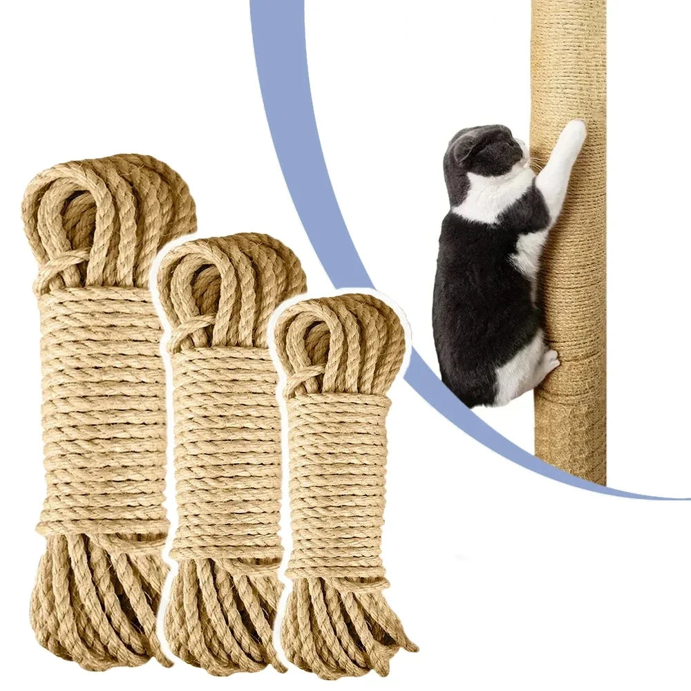 Natural sisal scratching rope by Furvio Shop, suitable for cats, showing coiled sisal material ideal for scratching posts.