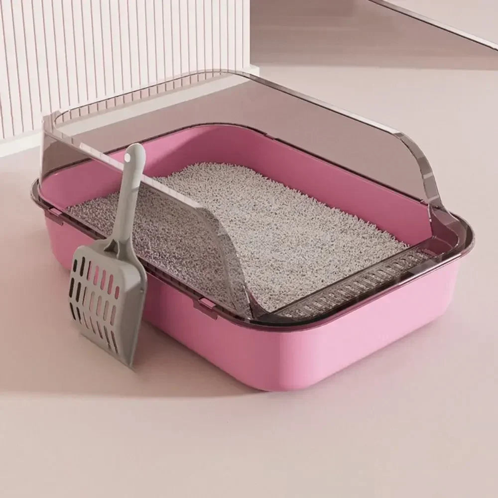 Open top splashproof cat litter box by Furvio Shop with high sides and a smooth surface for easy cleaning.