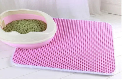 Furvio Shop cat litter mat with double layer waterproof, non-slip design, washable pet litter box pad and clean bed mat for cats